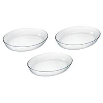 Kit 3 Assadeiras Ovais Grande Vidro 4L Marinex Lasanheira
