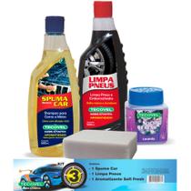 Kit 3 Automotivo Tecovel Limpeza Completa Shampoo Limpa Pneu