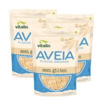 Kit 3 Aveia Flocos Grossos Integral sem Glúten 200g Vitalin Kit 3 Aveia Flocos Grossos Integral sem Glúten 200g Vitalin
