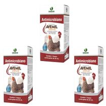 Kit 3 Avemil Solúvel 20 Ml - Tratar Diarreia em aves