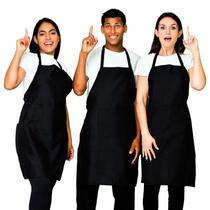 Kit 3 Avental Lojaloja Com Bolso Grande Liso Oxford Frontal Preto Kit 3 Avental Lojaloja Com Bolso Grande Liso Oxford Frontal Preto