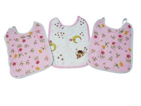 Kit 3 babador 100% algodão memina papi 25 x19