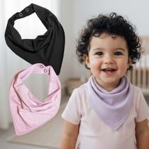 Kit 3 Babador Bandana Bebê Algodão Cores Neutras Menino Menina