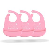 Kit 3 Babador Impermeável infantil de silicone com bolso pega migalhas ajuste bebe Kit 3 Babador Impermeável infantil de silicone com bolso pega migalhas ajuste bebe