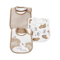 Kit 3 Babadores Carters Impermeável Três Camada Branco-Urso