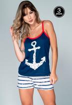Kit 3 Baby Doll Vekyo Feminino Alça Regata Pijama Kit 3 Baby Doll Vekyo Feminino Alça Regata Pijama