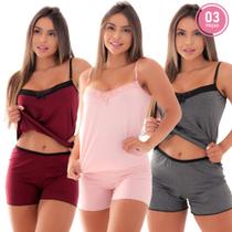 Kit 3 Baby Dolls Vivi Tecido Fibra Natural Kit 3 Baby Dolls Vivi Tecido Fibra Natural