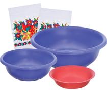 Kit 3 Bacias 12L, 8L, 1,4L E 2 Panos De Prato Kit 3 Bacias 12L, 8L, 1,4L E 2 Panos De Prato