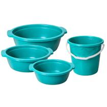 Kit 3 Bacias 15, 25, 35L + Balde Plástico Multiuso 10L Resistente Para Cozinha Lavanderias Limpezas Domésticas Casas - Kit 3 Bacias 15, 25, 35L + Balde Plástico Multiuso 10L Resistente Para Cozinha Lavanderias Limpezas Domésticas Casas -