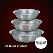 Kit 3 bacias 25/30/35 cm multiuso alumínio leve - UAILAR