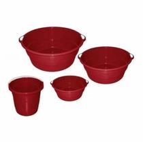 Kit 3 Bacias 35, 25, 15L + Balde 10 Litros - Vermelho