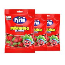 Kit 3 Bala de Gelatina Fini Morango Silvestre Sabor Morango 80g Kit 3 Bala de Gelatina Fini Morango Silvestre Sabor Morango 80g