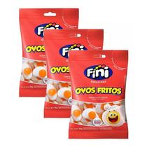Kit 3 Bala de Gelatina Fini Ovos Fritos Sabor Tutti-Frutti 80g