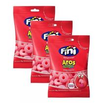 Kit 3 Bala de Gelatina Fini Sabor Aros de Morango Azedinho 80g Kit 3 Bala de Gelatina Fini Sabor Aros de Morango Azedinho 80g