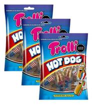 kit 3 Bala Gelatina Frutada Trolli Formato Hot Dog 90g
