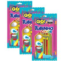 Kit 3 Bala GO Jelly Tubinho Color Sabor Frutas Silvestres e Creme 70g