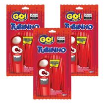 Kit 3 Bala GO! Jelly Tubinho Morango e Creme 70g