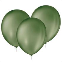 Kit 3 Balão Verde Eucalipto 9 Liso Para Festa Pacote 50 Und