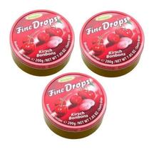 Kit 3 balas importadas 200g - fine drops sabor cereja