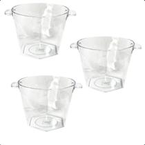 Kit 3 Balde de Gelo em 4,25L Champanheira Acrílico com Alça