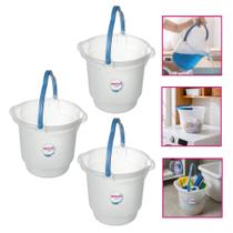 Kit 3 Balde Plástico Transparente Com Alça 12 Litros Multiuso Kit 3 Balde Plástico Transparente Com Alça 12 Litros Multiuso