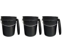 Kit 3 Baldes 20L Preto Com Alça e Tampa Removível Fechamento Reservatório Kit 3 Baldes 20L Preto Com Alça e Tampa Removível Fechamento Reservatório