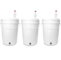 Kit 3 Baldes 22 Litros Fermentador Torneira e Airlock Tampa e Alça Reforçada