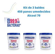 Kit 3 Baldes 450 Panos Umedecido Coperalcool Álcool 70 INPM Kit 3 Baldes 450 Panos Umedecido Coperalcool Álcool 70 INPM