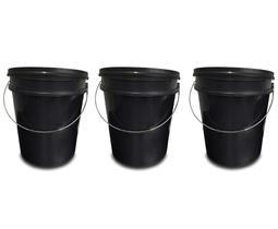 Kit 3 Baldes Armazenamento Geral 20 Litros Preto Com Tampa e Alça