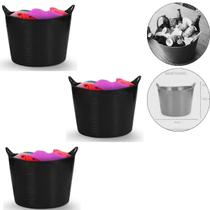 Kit 3 Baldes Cesto Flexível C/ Alça 15L Preto-Fersil