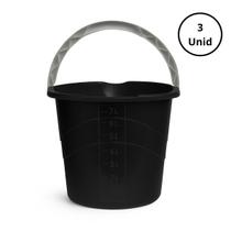 Kit 3 Baldes Com Alça Preto 8L Kit 3 Baldes Com Alça Preto 8L