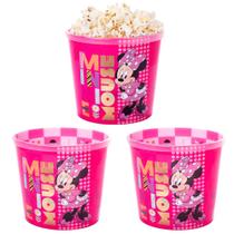 Kit 3 Baldes de Pipoca Minnie Rosa Pote 2L Original Atacado