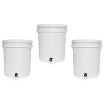 Kit 3 Baldes Plástico Atóxico 10 Litros Maturador Com Tampa Alça e Torneira