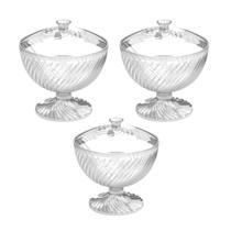 Kit 3 Baleiro Grande Com Tampa Acrílico 1,6lt Twist Espiral