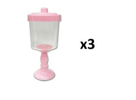 Kit 3 Baleiros Decorativo Rosa Claro Com Suporte Resistente