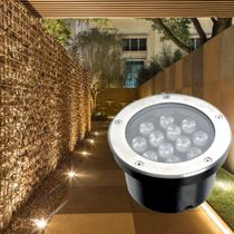 Kit 3 Balizador Led 12w Luminária Solo Piso Branco Quente
