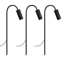 Kit 3 Balizadores Espetos Luminárias Jardim Curvo Preto 65cm