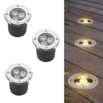 Kit 3 Balizadores Led Smd Blindado3W Bivolt Spot Embutir Em