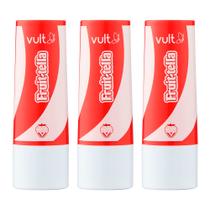 Kit 3 Balm Labial Fruittella Morango com Creme Protetor Hidratante Lip Sabor Bala 3,5g Vult Kit 3 Balm Labial Fruittella Morango com Creme Protetor Hidratante Lip Sabor Bala 3,5g Vult