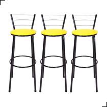 Kit 3 Banco Banqueta Bistrô Alta Americana Bar Bancada Estrutura Preta Várias Cores Cozinha Gourmet Kit 3 Banco Banqueta Bistrô Alta Americana Bar Bancada Estrutura Preta Várias Cores Cozinha Gourmet