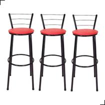 Kit 3 Banco Banqueta Bistrô Alta Americana Bar Bancada Estrutura Preta Várias Cores Cozinha Gourmet