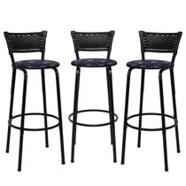 Kit 3 Banco cadeiras Banquetas Para Cozinha Gourmet Bancada Balcao Bar Gourmet Área de Lazer Itagold