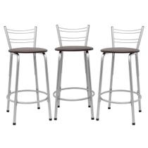 Kit 3 Banco Para Balcão Ilha Bistrô Banqueta 60cm Flórida Prata Bar Cozinha Área Gourmet Churrasqueira Edicula Kit 3 Banco Para Balcão Ilha Bistrô Banqueta 60cm Flórida Prata Bar Cozinha Área Gourmet Churrasqueira Edicula