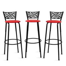 Kit 3 Bancos Altos Banquetas 80cm Eclipse Preta Ideal Cozinha Gourmet Balcão Ilha Área de Lazer Bar Itagold