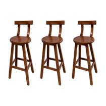 Kit 3 Bancos Altos Bistrô de Madeira com Encosto Girafa Ideal para Bar e Restaurante Imbuia Kit 3 Bancos Altos Bistrô de Madeira com Encosto Girafa Ideal para Bar e Restaurante Imbuia