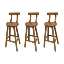 Kit 3 Bancos Altos Bistrô de Madeira com Encosto Girafa Ideal para Bar e Restaurante Natural Kit 3 Bancos Altos Bistrô de Madeira com Encosto Girafa Ideal para Bar e Restaurante Natural