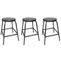 Kit 3 Bancos Baixo 45cm de Metal Banqueta Empilhavel Para Bar Cozinha Lanchonete - Preta Kit 3 Bancos Baixo 45cm de Metal Banqueta Empilhavel Para Bar Cozinha Lanchonete - Preta