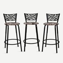 Kit 3 Bancos Banquetas 60cm Eclipse Preta Ideal Balcão Ilha Bistrô Bar Cozinha Bancada Área Gourmet Sorveteria