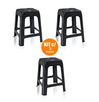 Kit 3 Bancos Plástico Banqueta Resistente