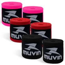 Kit 3 Bandagem Elástica Muvin 3 metros - Alça Polegar Proteção Mãos e Punhos - Luta - Boxe Muay Thai MMA Artes Marciais